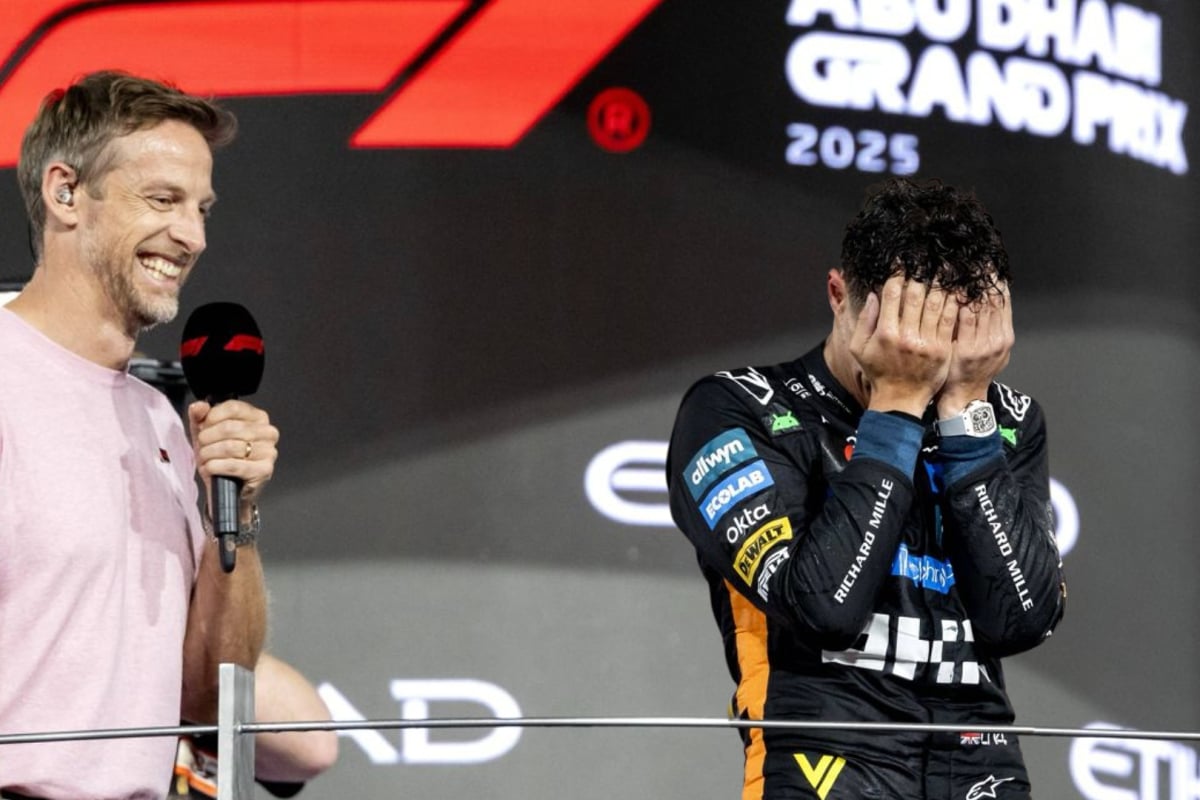 Jenson Button and Lando Norris on an F1 podium