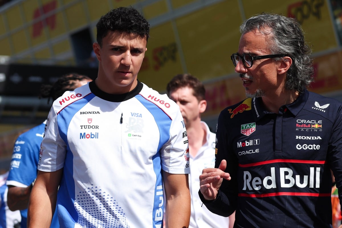 Isack Hadjar, Laurent Mekies, Racing Bulls, Red Bull, Monza, Italy, 2025
