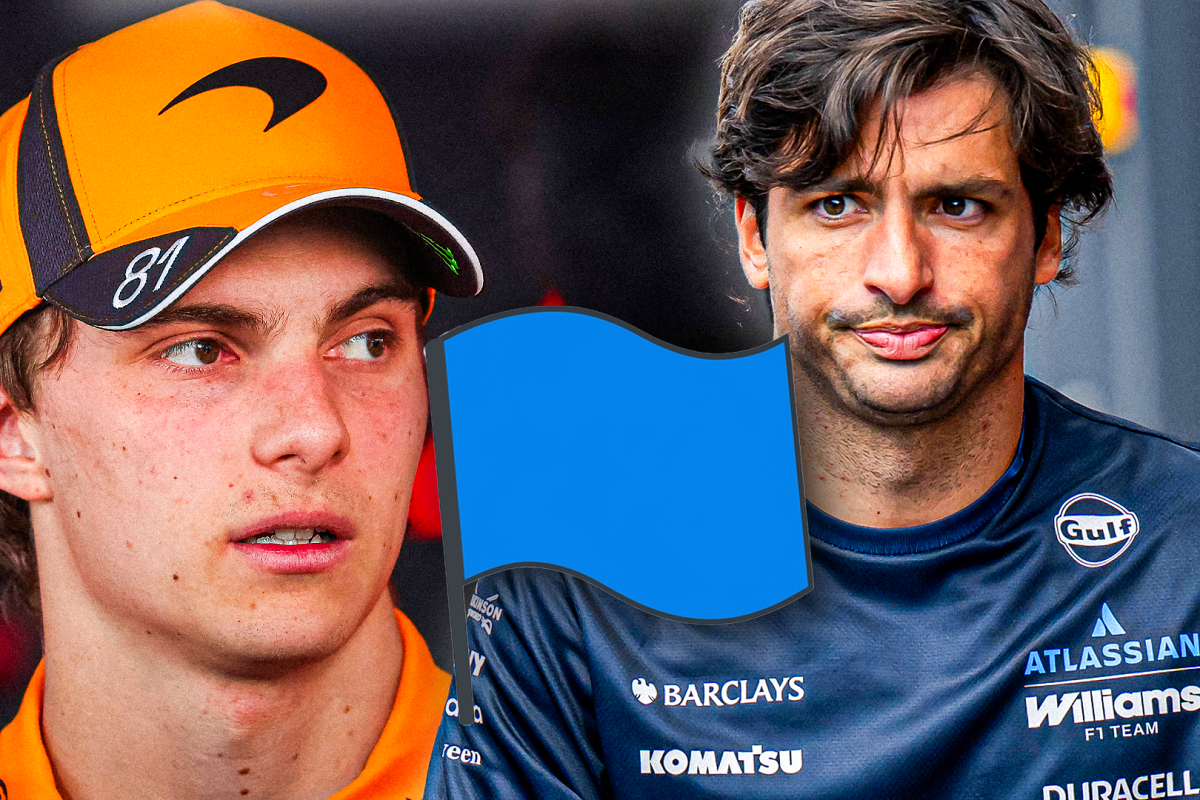 Sainz, Piastri, blue flag, socials