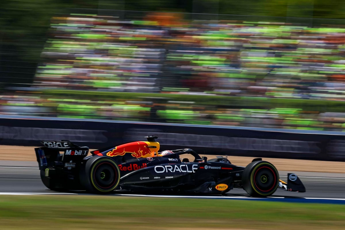 Verstappen during FP1 at Silverstone