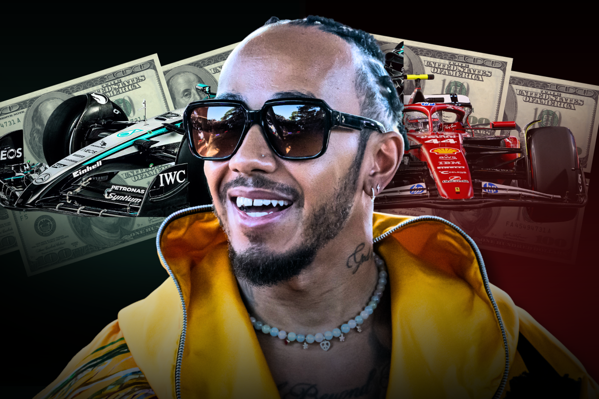 Lewis Hamilton with a Mercedes and Ferrari behind him