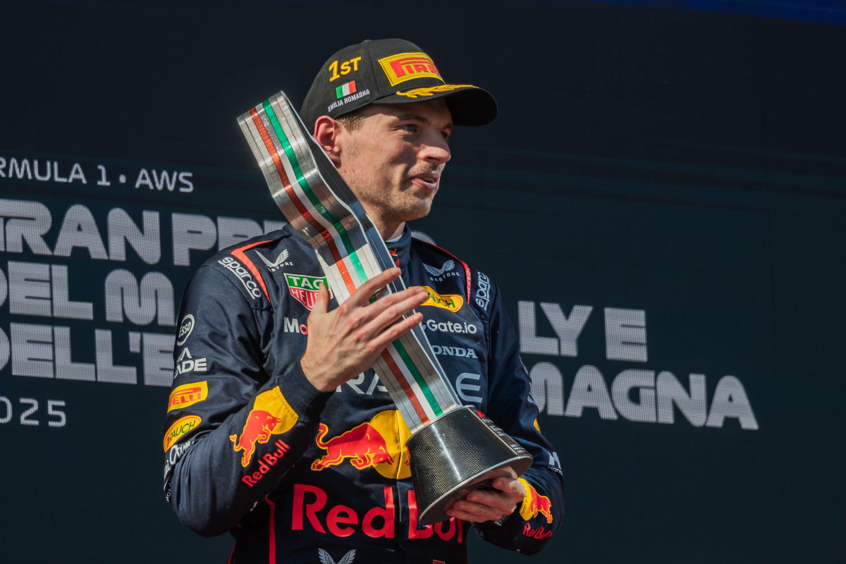 Max Verstappen on the podium at Imola