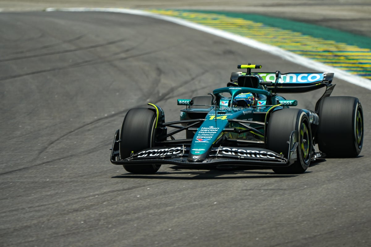Alonso during practice at Interlagos