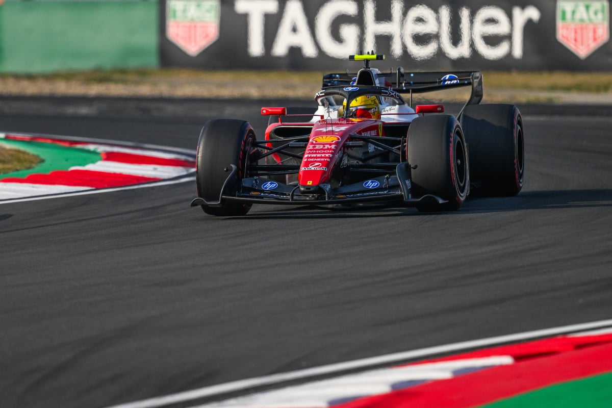 Hamilton during Friday in Shanghai