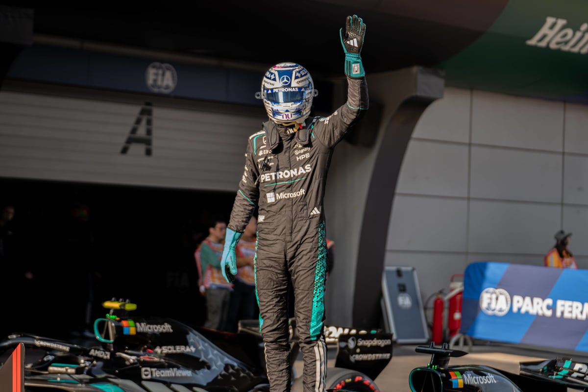 Russell after taking Sprint pole in Shanghai