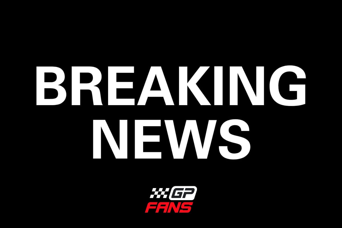 Black background 'breaking news' in white text with GPFans logo beneath it in white and red