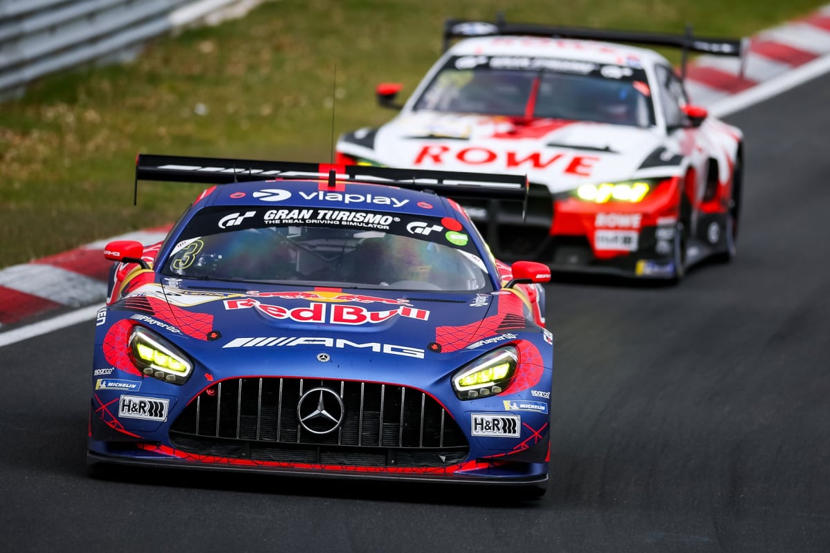 ROWE BMW chasing down Verstappen AMG at Nurburgring