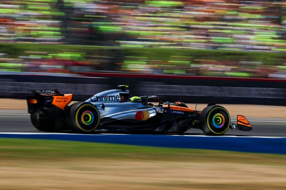 Norris during FP1 at Silverstone