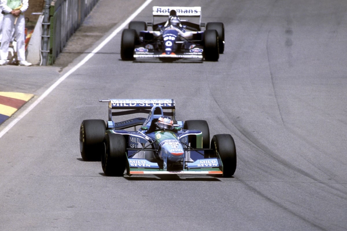 Michael Schumacher and Damon Hill at the 1994 Australian Grand Prix