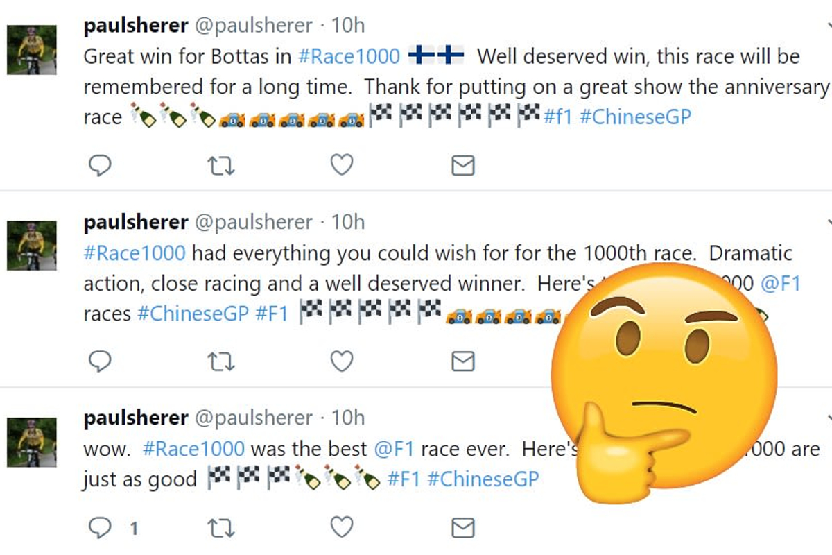 F1 use 'best race ever' tweet sent hours BEFORE Chinese GP, and it only gets weirder