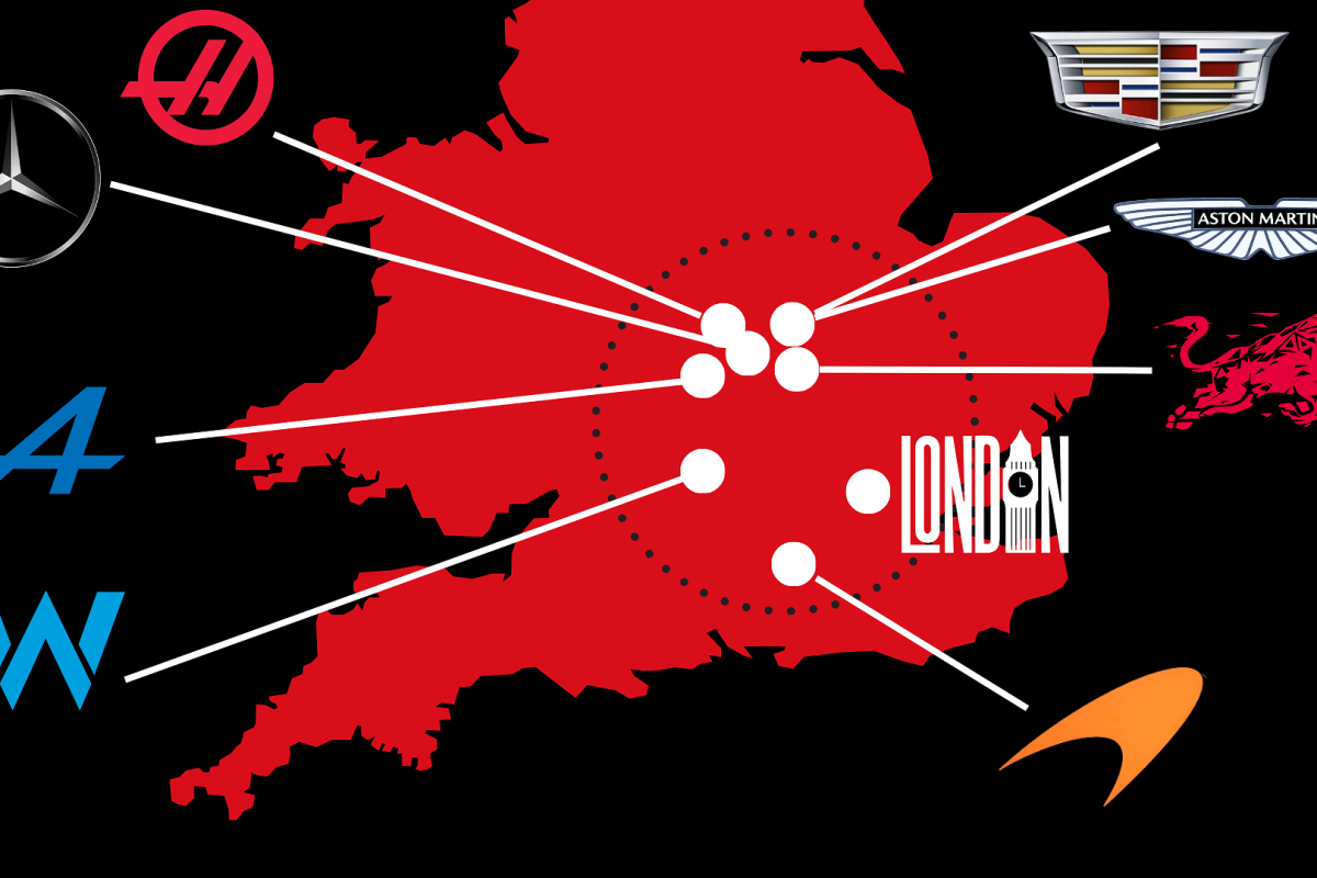 Where F1 teams are based, featuring seven in England's 'motorsport valley'