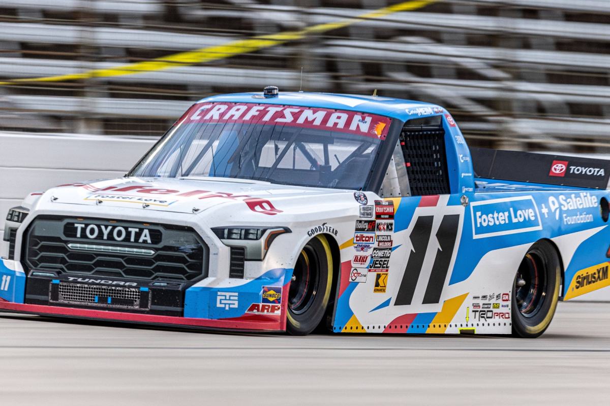 An image of NASCAR Truck Series driver Corey Heim during the 2025 race at Texas Motor Speedway