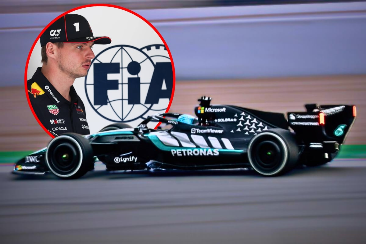 Verstappen and Antonelli with FIA during Barcelona test