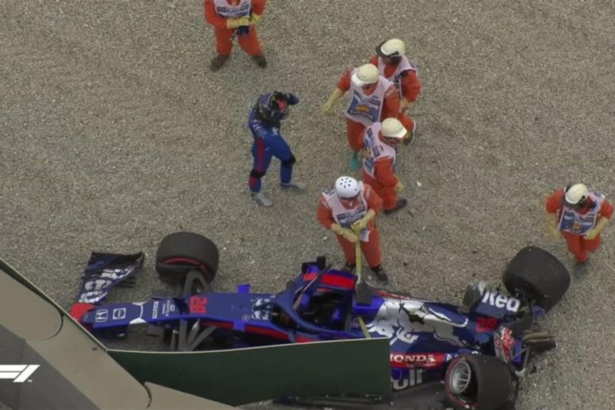Huge Hartley crash red flags Barcelona session