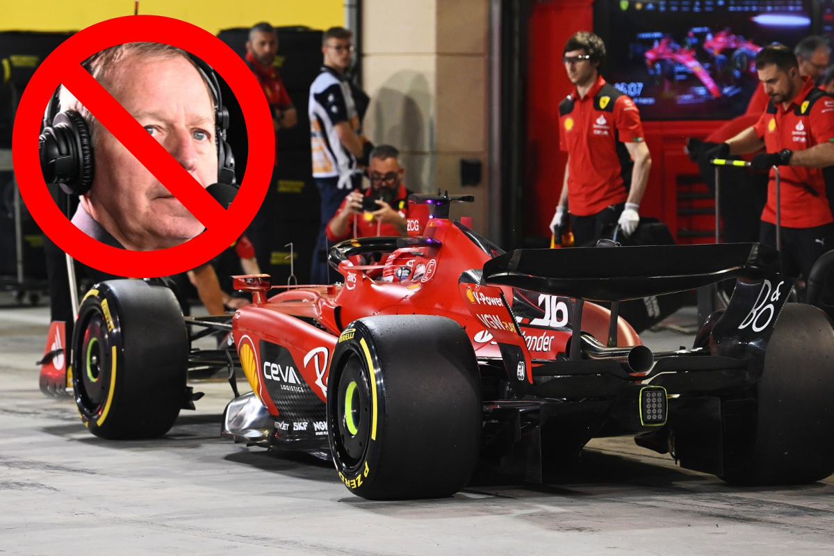 Ferrari BLOCK Brundle from seeing car on grid in bizarre scenes
