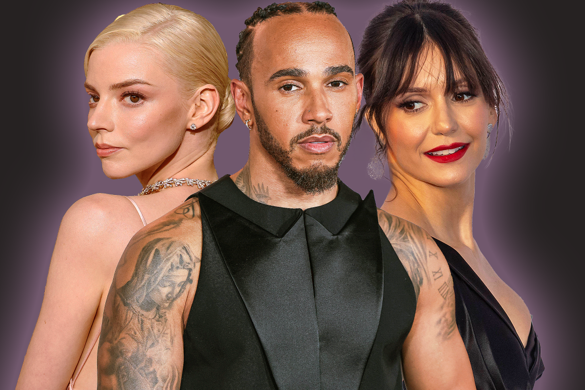 Lewis Hamilton with Anya Taylor and Nina Dobrev