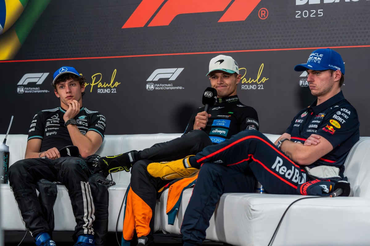 Antonelli, Norris, Verstappen, Brazil 