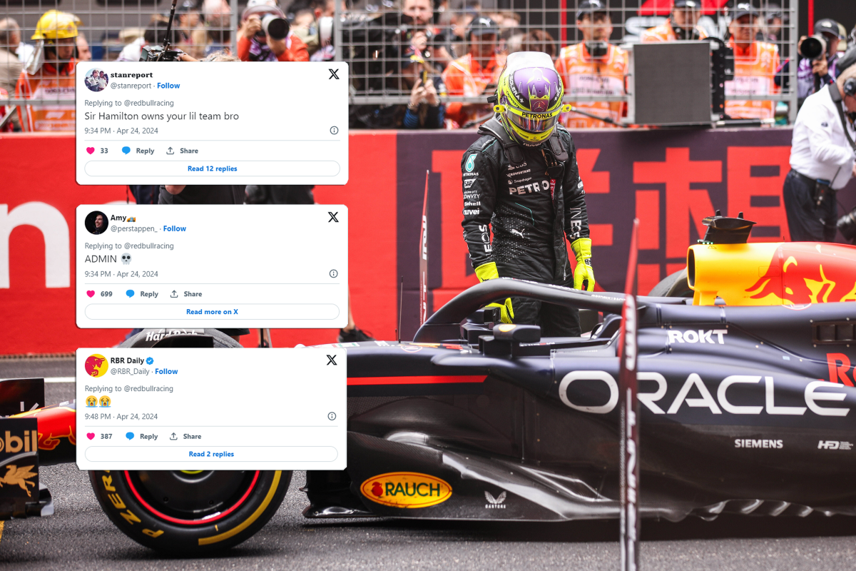 Red Bull Racing krijgt lachers op social media met post over Lewis Hamilton