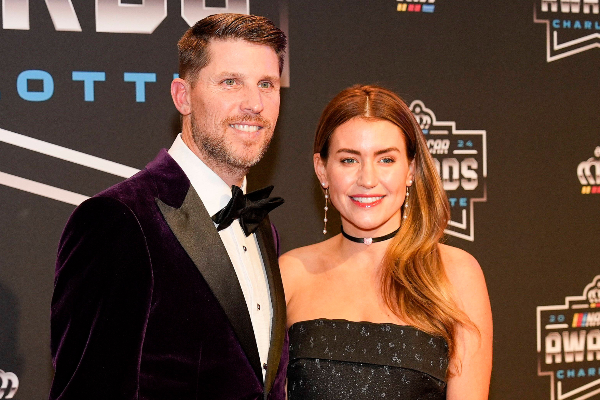  An image of NASCAR driver Denny Hamlin alongside fiancee Jordan Fish