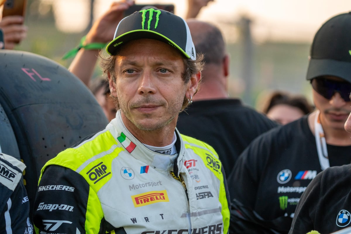 Valentino Rossi looks on ahead of 2026 GT World Challenge at the Misano circuit