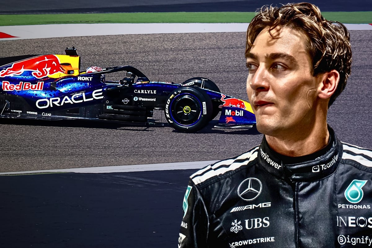 Verstappen and Russell during Bahrain testing