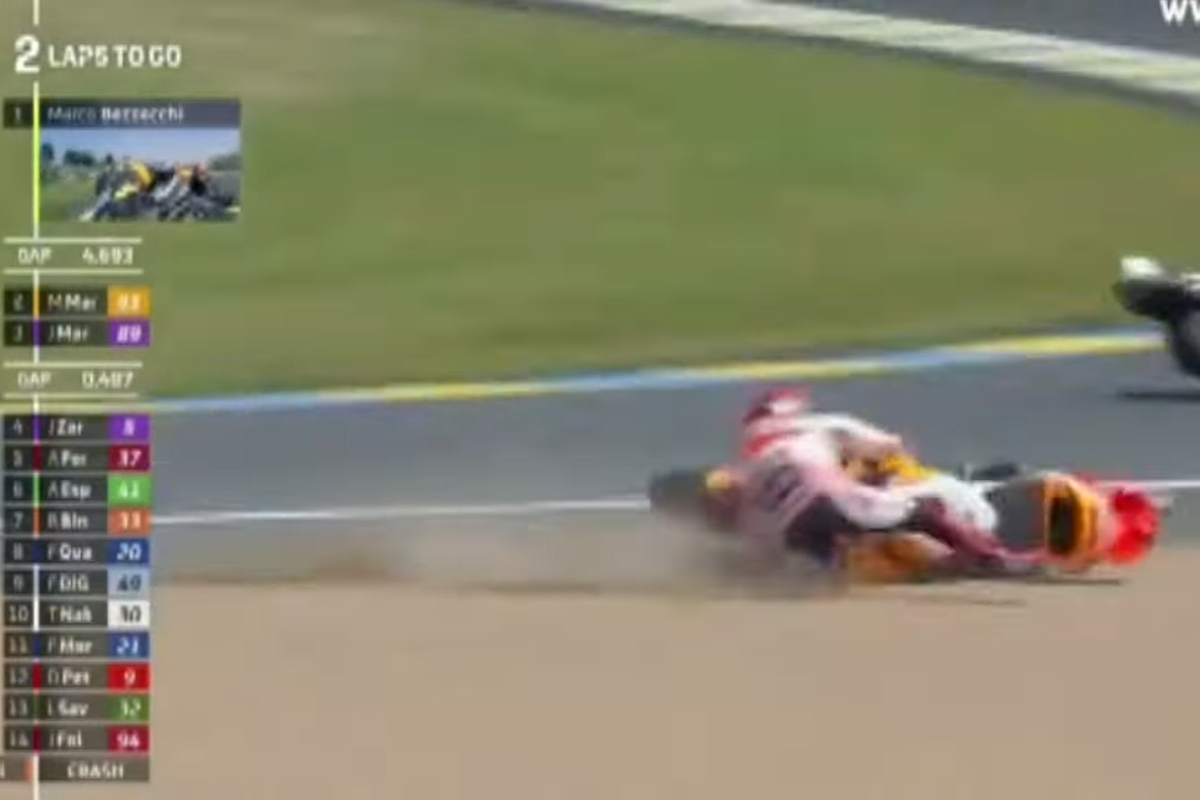 Marc Márquez pasó de podio a accidente en el GP de Francia de MotoGP