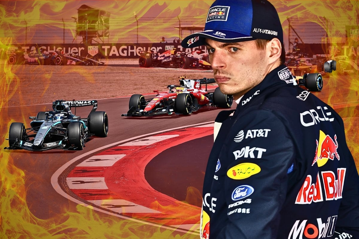 Verstappen with flames