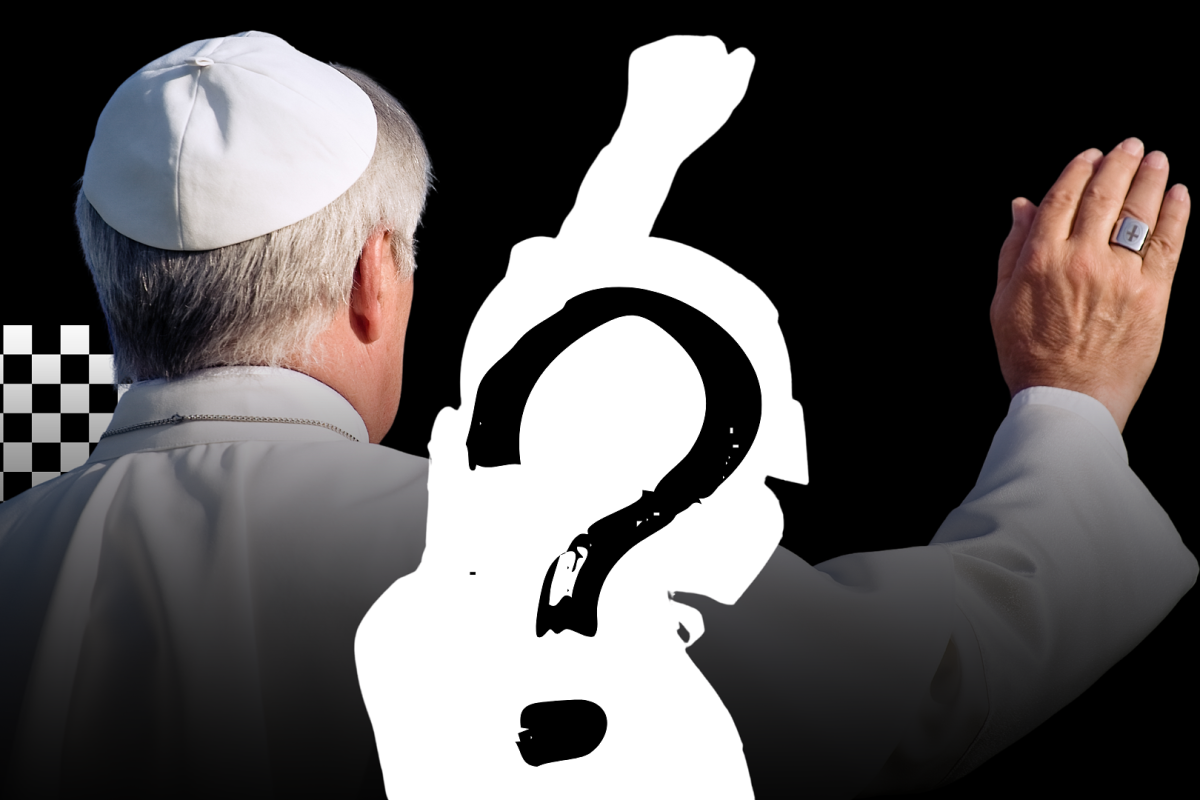 F1 star Sergio Perez blanked out with the Pope in the background