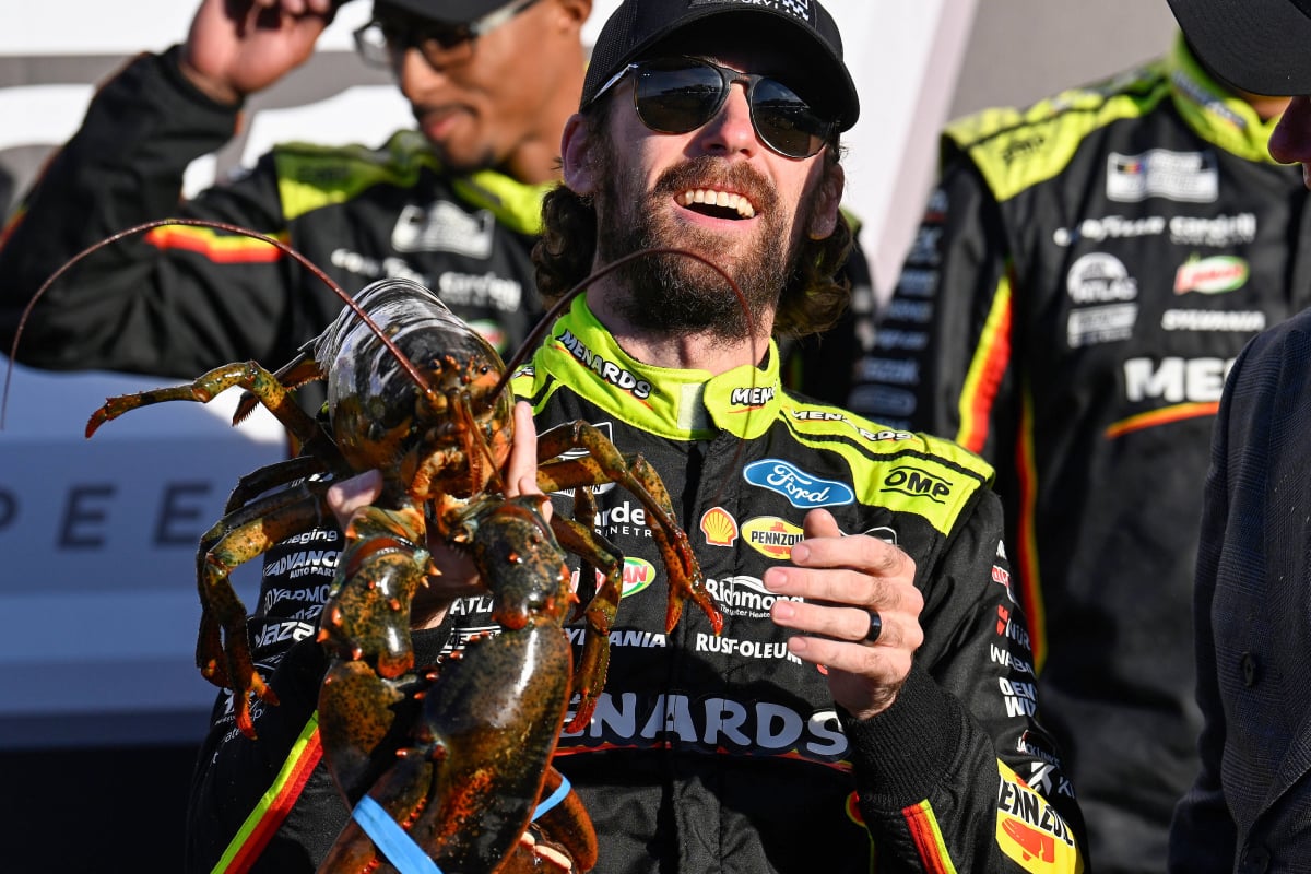 Ryan Blaney communes with the New Hampshire lobster