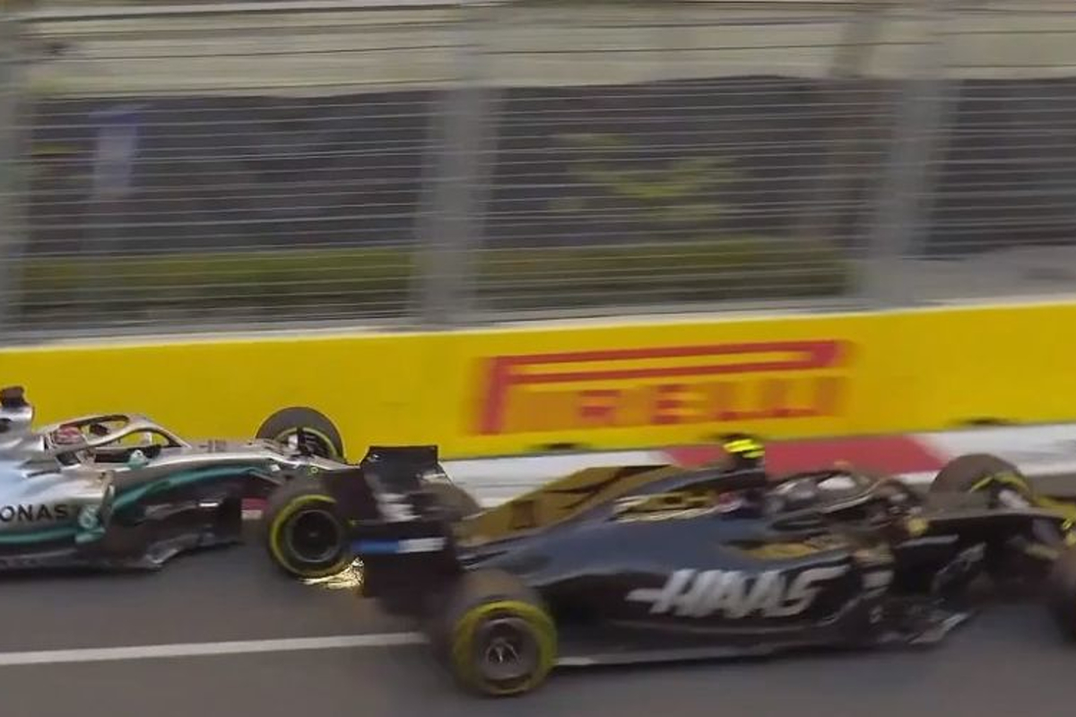 VIDEO: Hamilton and Magnussen collide in Baku FP2!