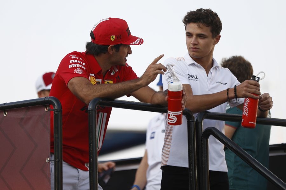 Norris COPIES Ferrari duo Sainz and Leclerc with post-podium celebration antics