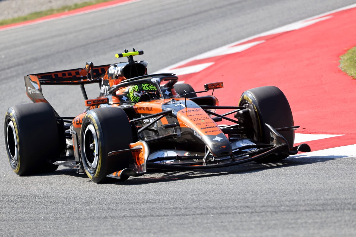 Norris during practice in Barcelona