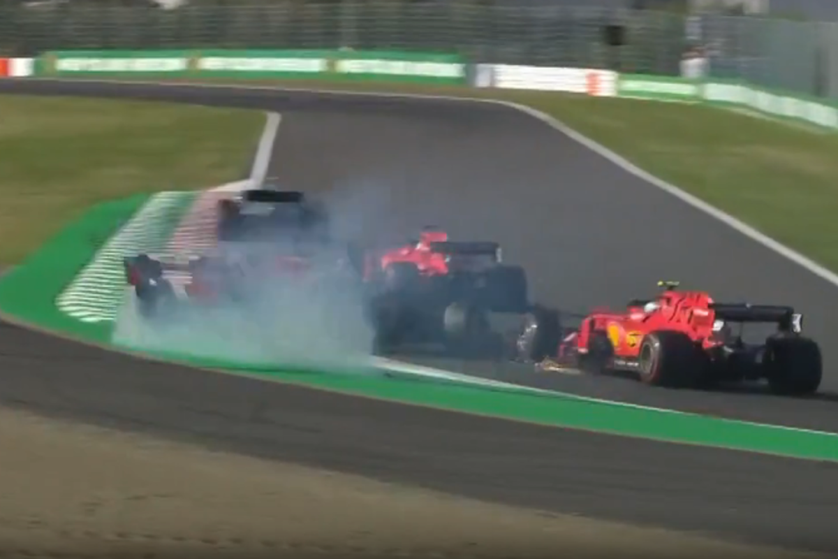 Verstappen spins after Leclerc collision at Suzuka start