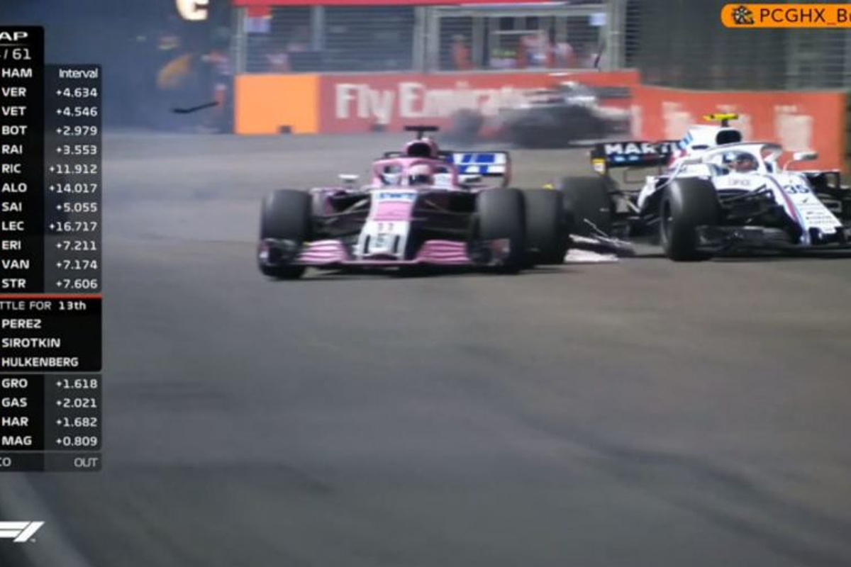 VIDEO: Perez smashes into Sirotkin!