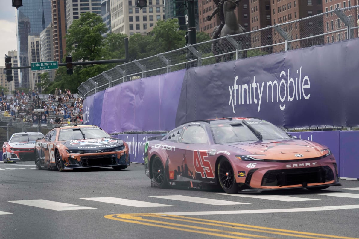 Bubba Wallace driving in the NASCAR Chicago Street Race