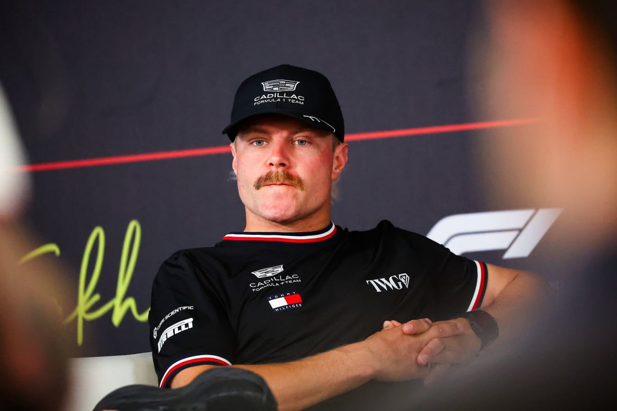 Valtteri Bottas appears at a media conference ahead of the 2026 Australian Grand Prix