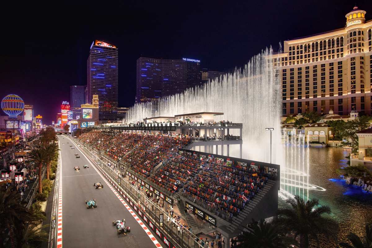 Las Vegas GP Bellagio lake grandstand revealed with a staggering price