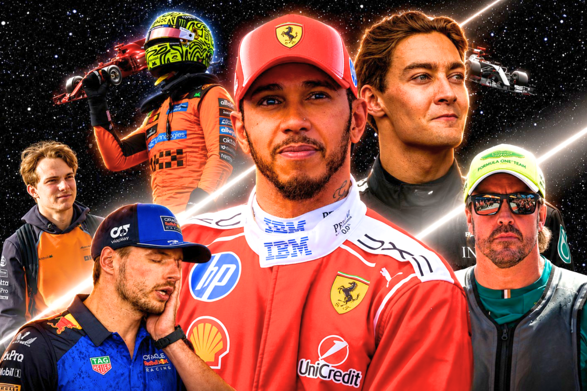 Star Wars themed edit with Hamilton, Piastri, Norris, Verstappen, Alonso and Russell in the foreground