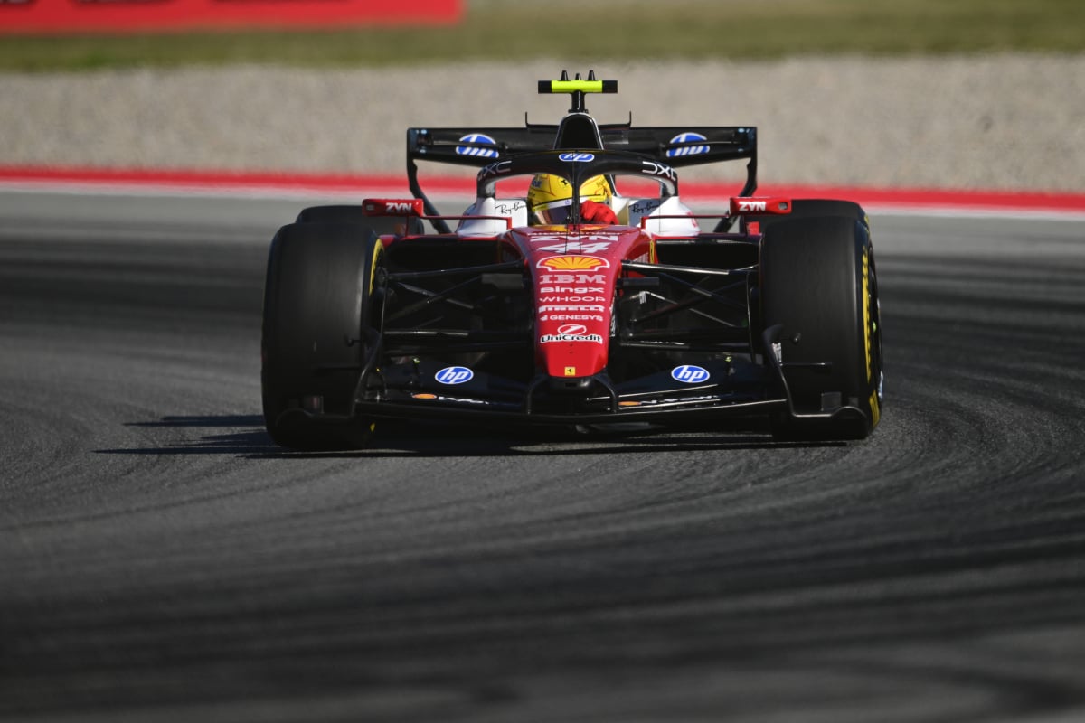 Hamilton during practice in Barcelona