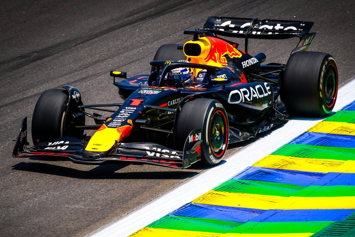 Verstappen during practice at Interlagos