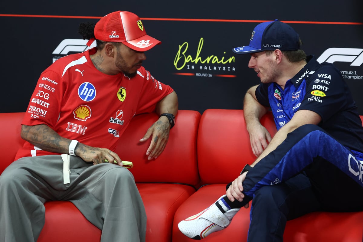 Hamilton and Verstappen at press conference after Bahrain GP in Malaysia