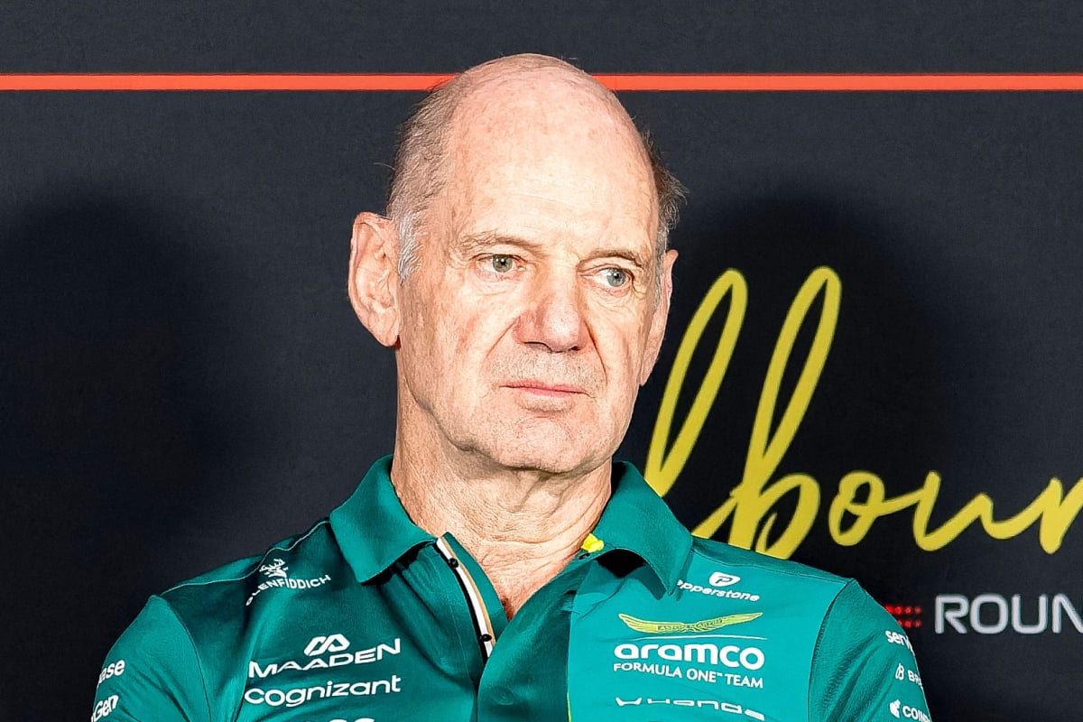 Adrian Newey staring into space at the 2026 Australian Grand Prix press conference