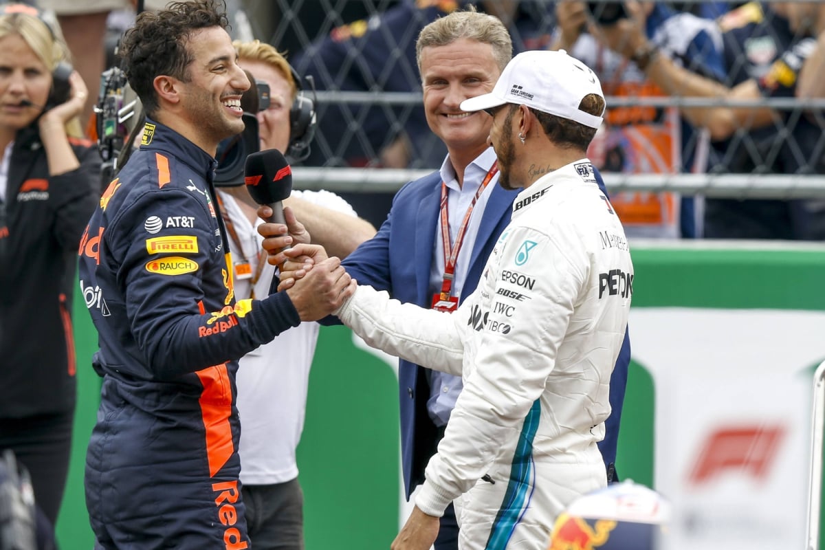 daniel ricciardo, lewis hamilton, david coulthard, 2018, canva