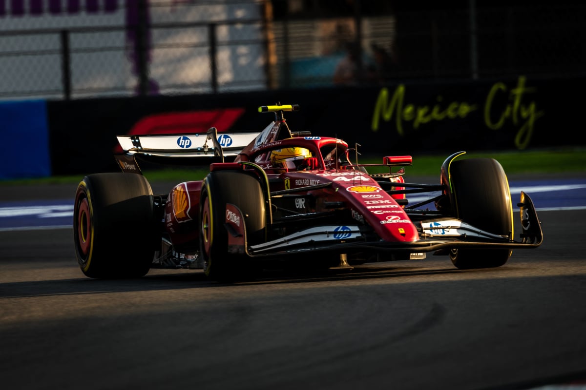 Hamilton during practice in Mexico