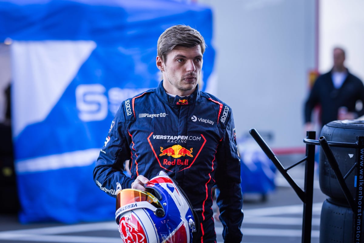 Verstappen in Verstappen dot com Racing suit