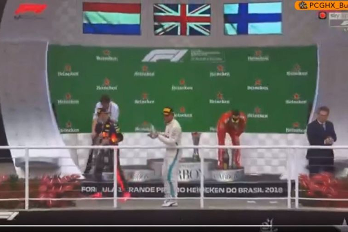 VIDEO: Verstappen storms off podium