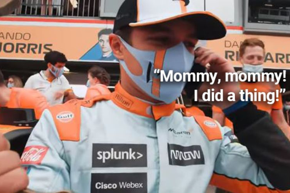 VIDEO: McLaren-monteurs nemen met moeder bellende Norris in de zeik