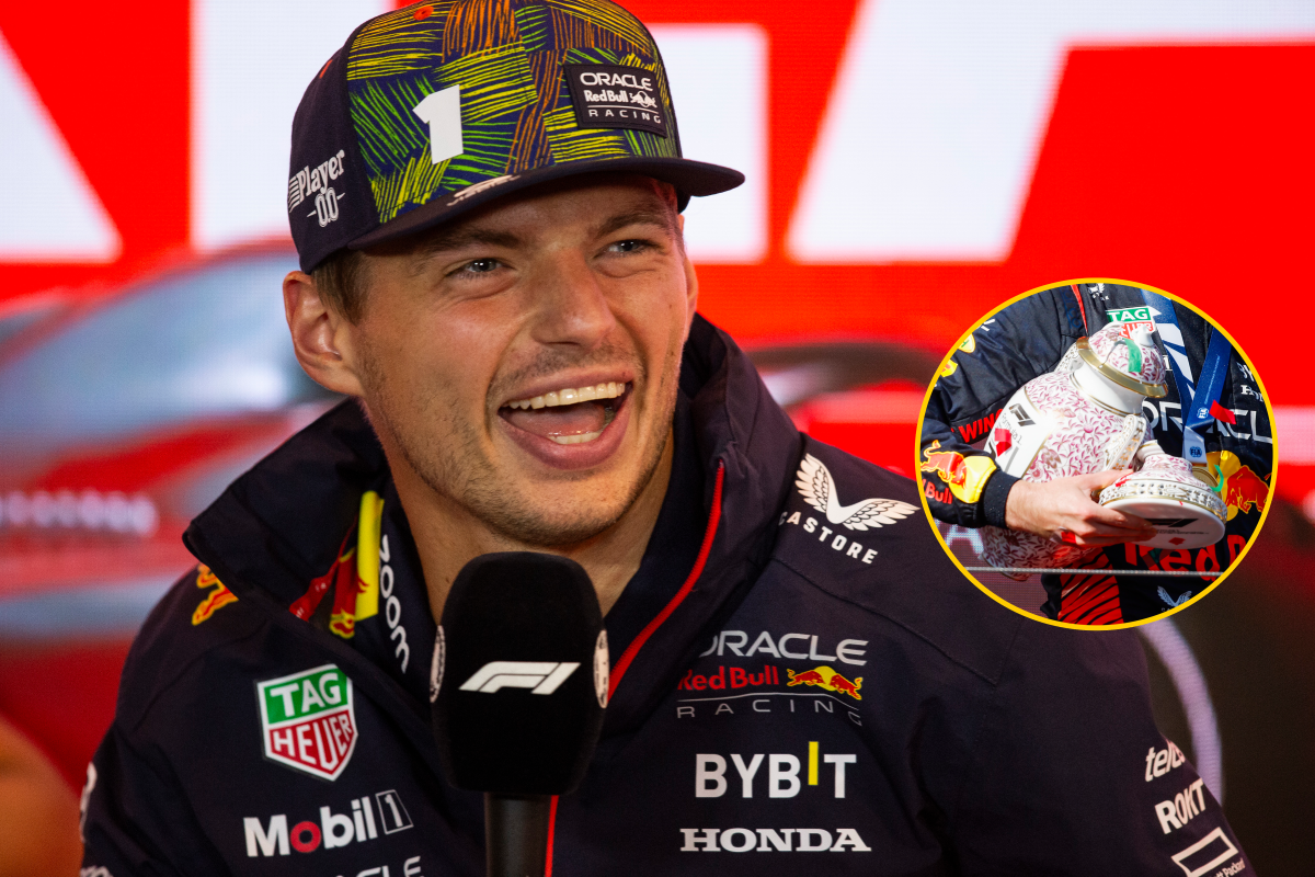 Verstappen grapt over trofee Hongarije: "Ik wil die kapotte niet"