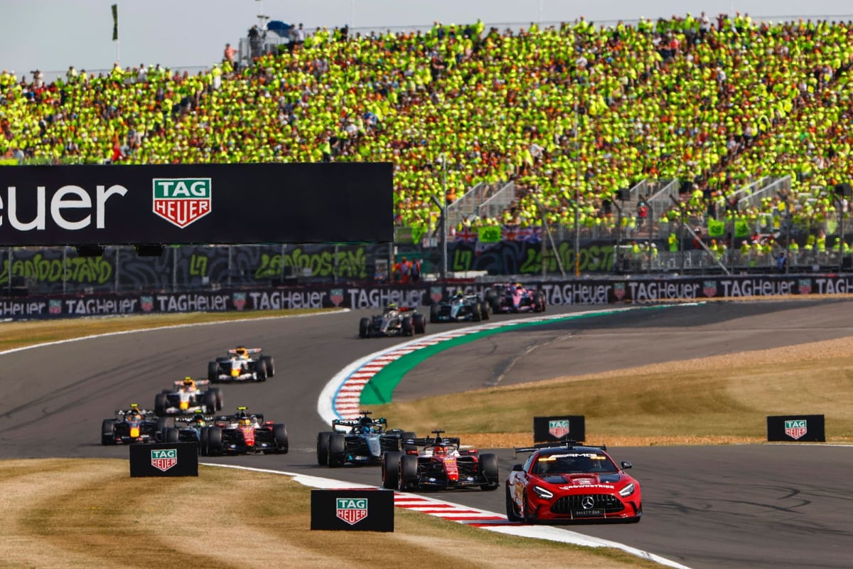 The safety car leads the pack at the 2026 British Grand Prix