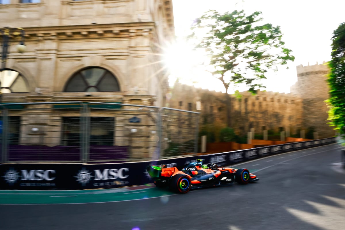 Norris during FP2 in Baku